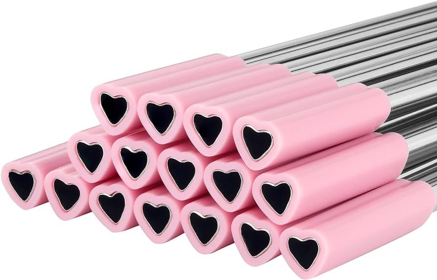 16 Pack Heart Shaped Stainless Steel Straws with Silicone Tips Reusable Heart Straws Cute Straws ... | Amazon (CA)