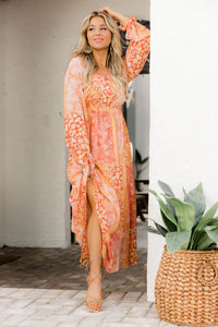 Slow Nights Printed Long Sleeve Maxi Dress | Pink Lily