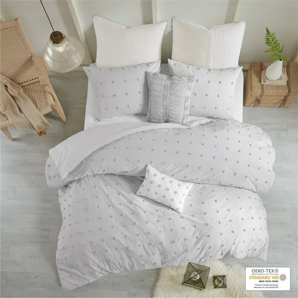 Home Essence Apartment Cotton Jacquard Grey 5-Piece Comforter Set, Twin/Twin XL | Walmart (US)