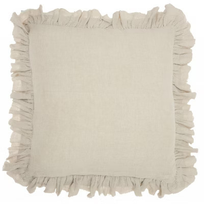 HomeRoots 24" Beige Pillow With Ruffled Edges | Target