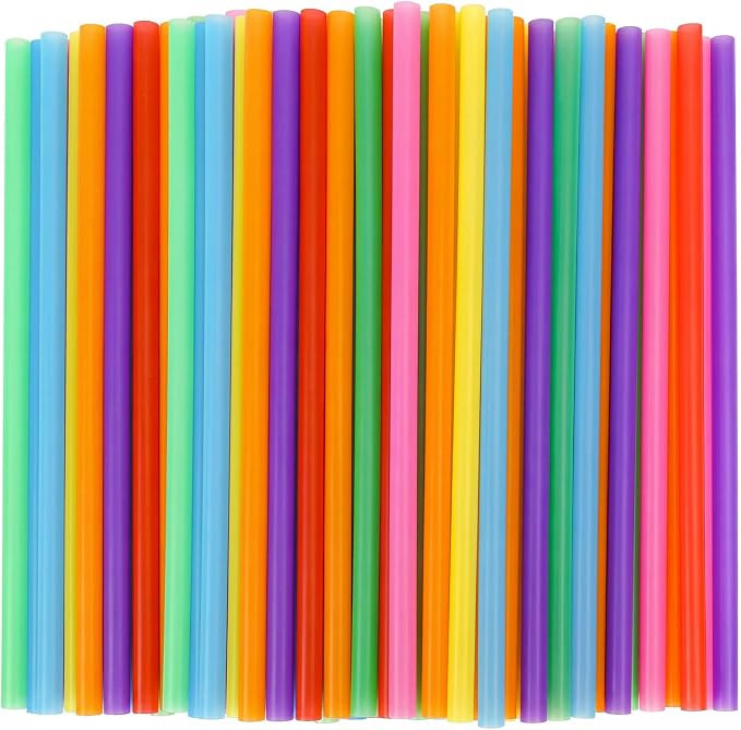 120 Pack Smoothie Straws, 10.3 Inches Straws Disposable, Milkshake Plastic Straws in Assorted Bri... | Amazon (US)