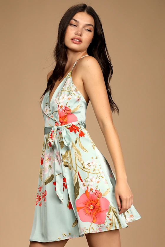 Yours Forever Sage Floral Print Skater Dress | Lulus (US)