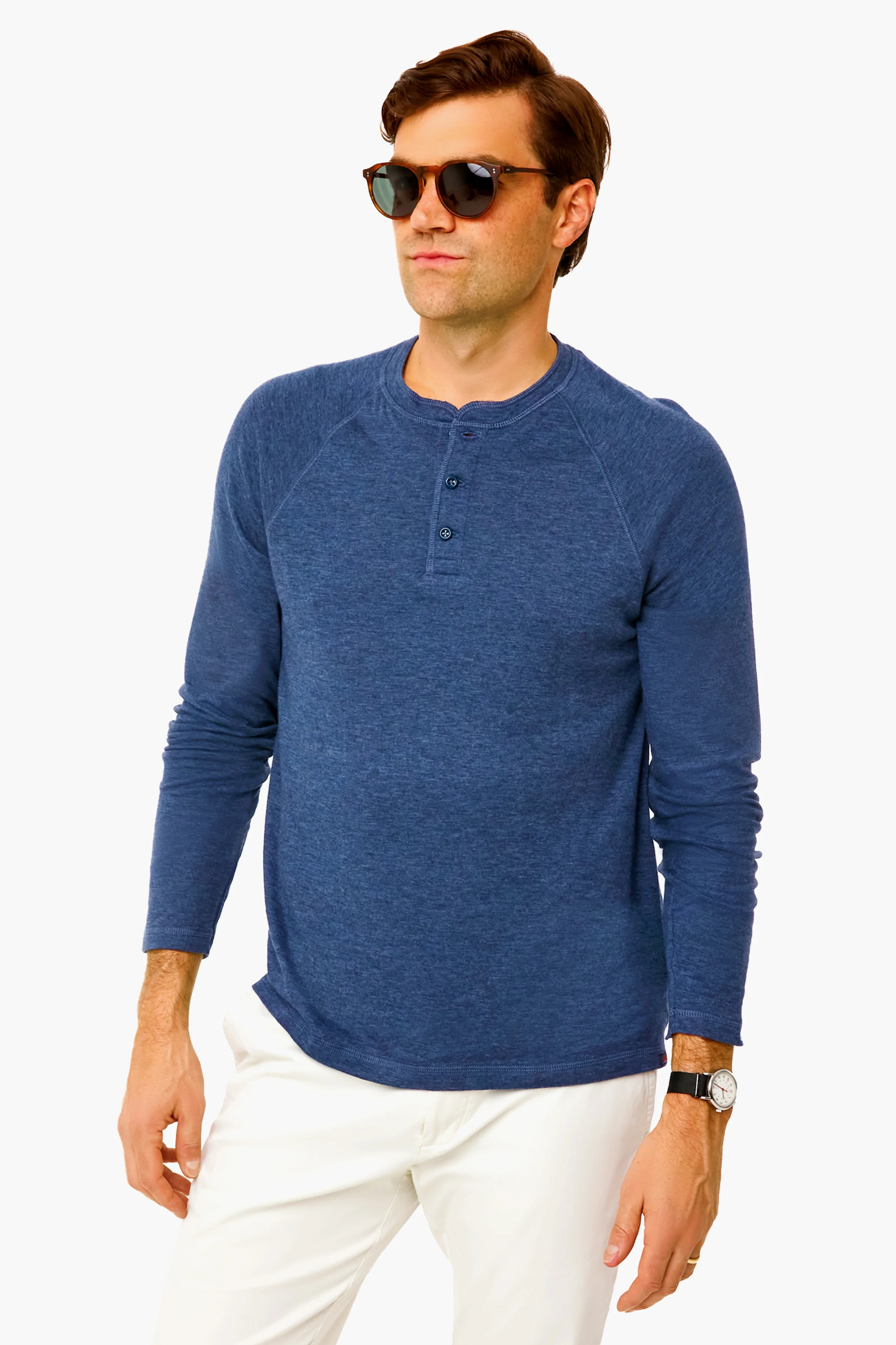 Navy Heather Cloud Long Sleeve Henley | Tuckernuck (US)