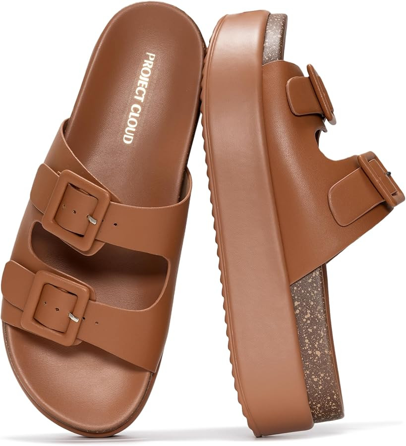 Project Cloud Platform Sandals Women - Plush & Soft Insole Wedge Slides for Women Footwear - Beac... | Amazon (US)