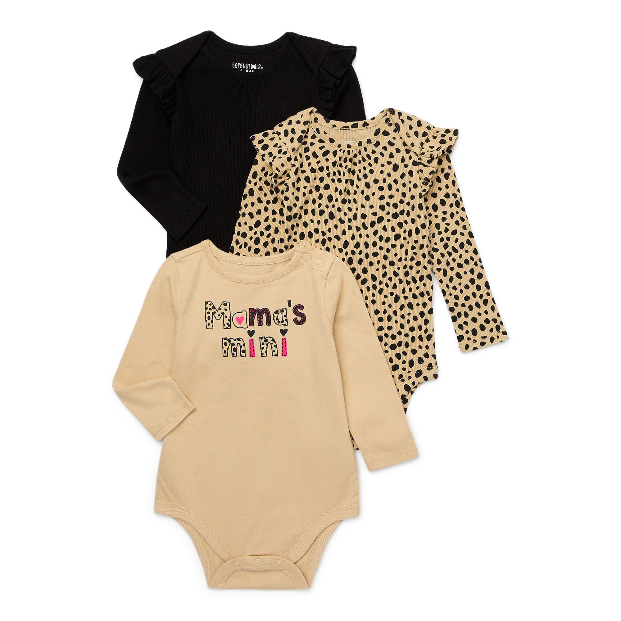 Garanimals Baby Girl Long Sleeve Bodysuits Multipack, 3-Pack, Sizes 0-24 Months | Walmart (US)