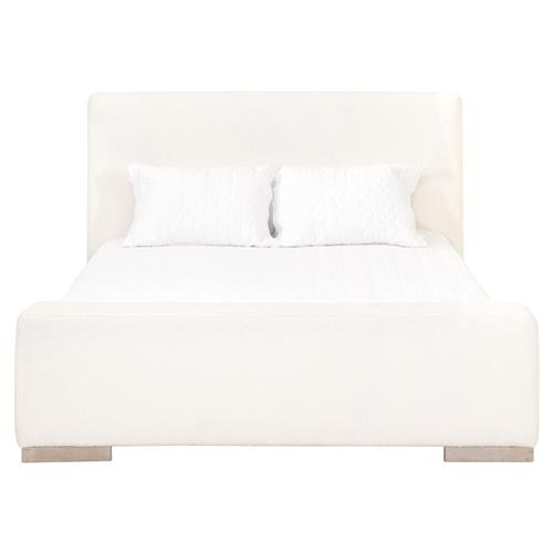 Evren Modern Classic White Boucle Performance Upholstered Bed - Cal King | Kathy Kuo Home