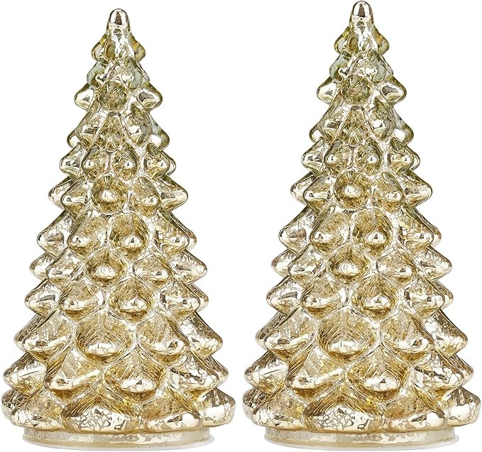 Mercury Glass Christmas Tree Gold Xmas Trees Decorations Table Top Centerpiece Mantel Window Home... | Amazon (US)