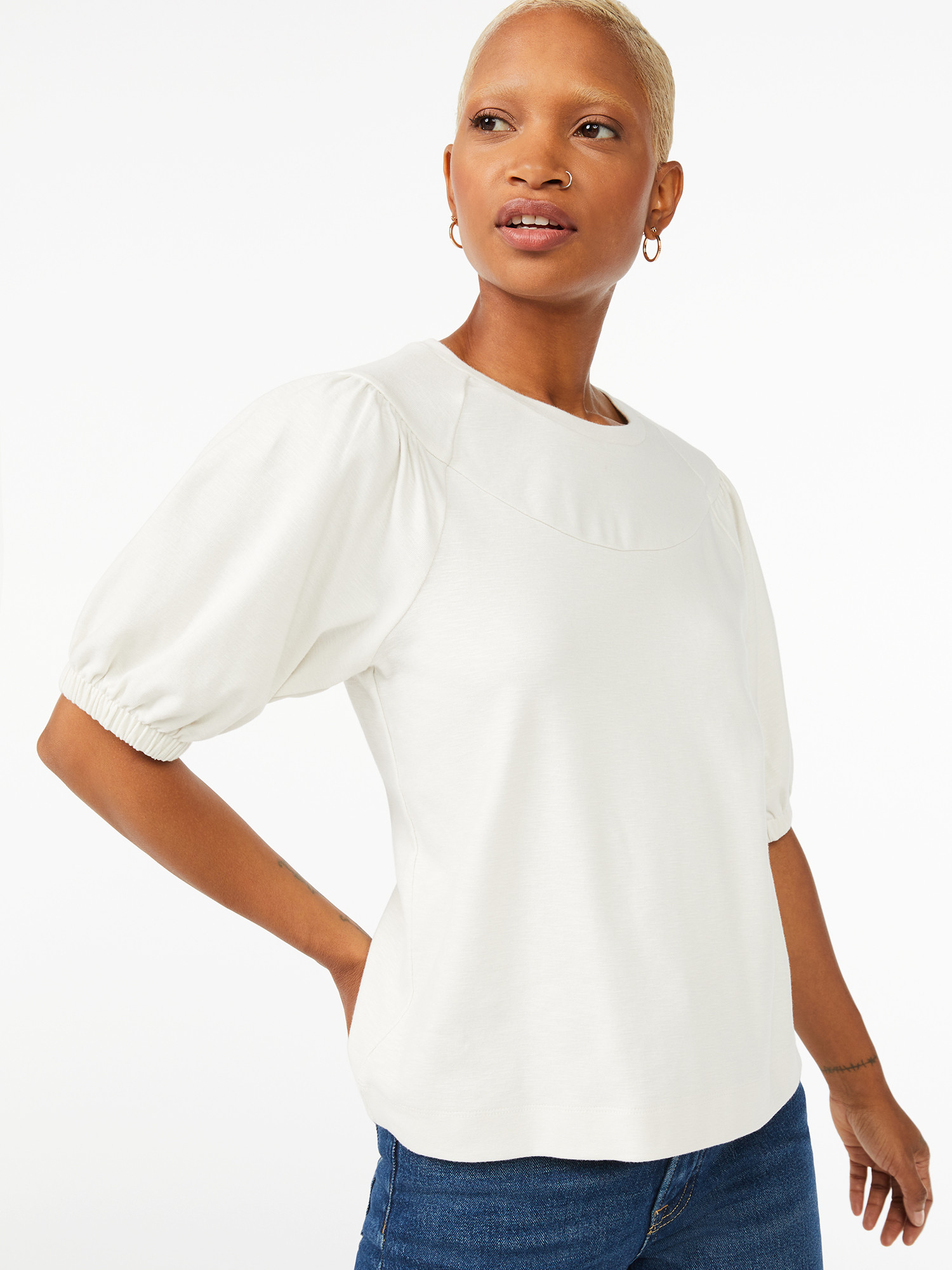 Free Assembly Women's Puff Sleeve T-Shirt | Walmart (US)