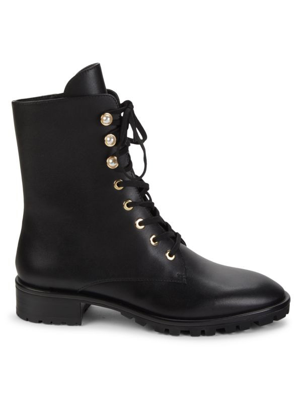 Stuart Weitzman Laine Leather Combat Boots on SALE | Saks OFF 5TH | Saks Fifth Avenue OFF 5TH