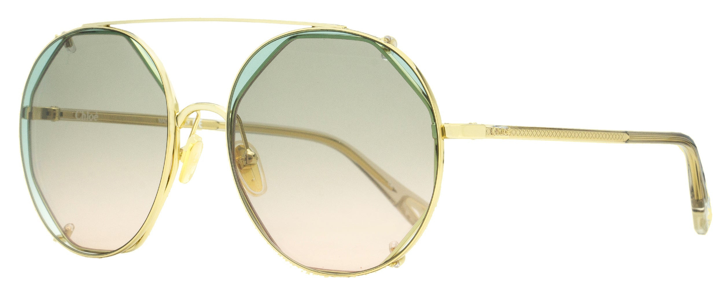 Chloe Women's Clip-on Sunglasses CH0041S 001 Gold/Clear 57mm | Shop Simon