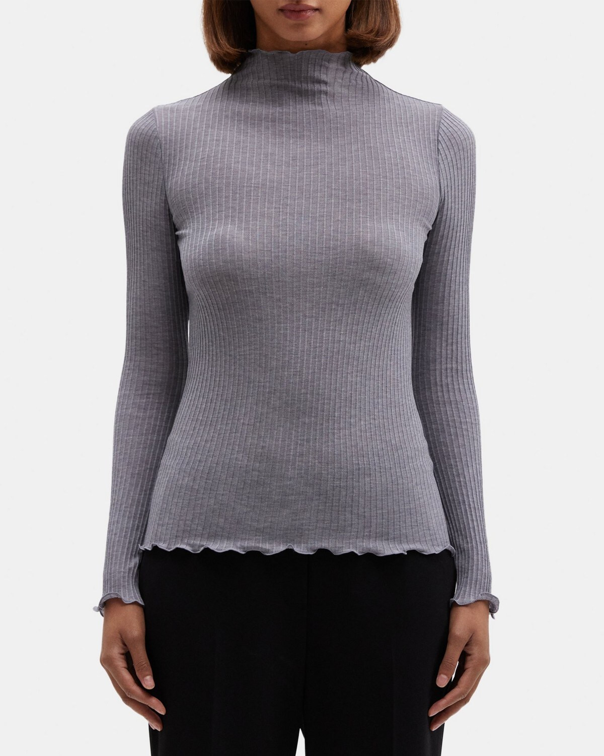 Silk-Cotton Funnel Neck Tee | Theory Outlet | Theory Outlet