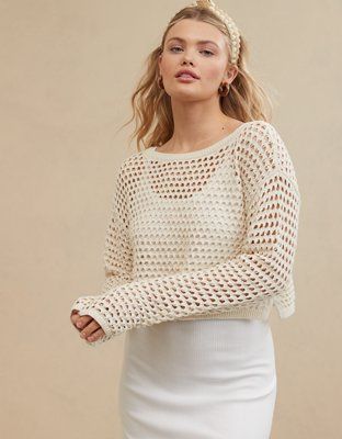 Aerie Crochet Vacay Sweater | Aerie