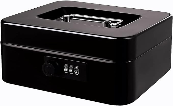 Cash Box with Money Tray and Combination Lock Metal Money Box for Cash Lock Box for Money 7.87" x... | Amazon (US)
