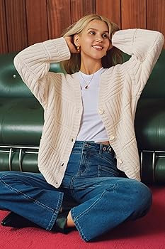 Arach&Cloz Women's Wool Blend Chunky Knit Winter Cardigan Sweaters Outfits | Amazon (US)