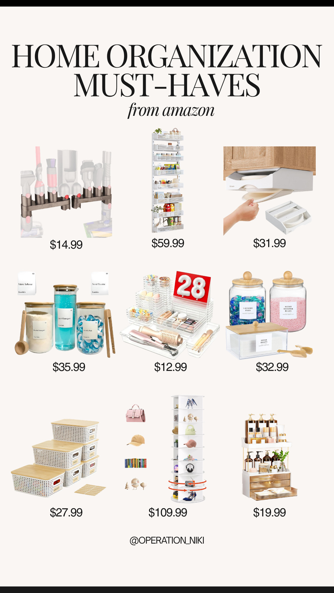 Getting your home completely organized feels so satisfying when you have the right storage tools! ✨

This lineup features my top Amazon home organization must-haves: hair tool wall mounts, over-the-door pantry racks, under-cabinet paper plate dispensers, glass laundry storage jars, clear drawer organizers, woven storage bins with wooden lids, rotating display towers, and two-tier bathroom countertop organizers.

Shop all these home organization favorites linked below! 🛒

Follow for more @OPERATION_NIKI on IG, TikTok, & Facebook

#AmazonFinds #HomeOrganization #OrganizedHome #OperationNiki #AmazonHome #StorageSolutions #HomeEssentials #Decluttering #ShoppingHaul

#LTKHome