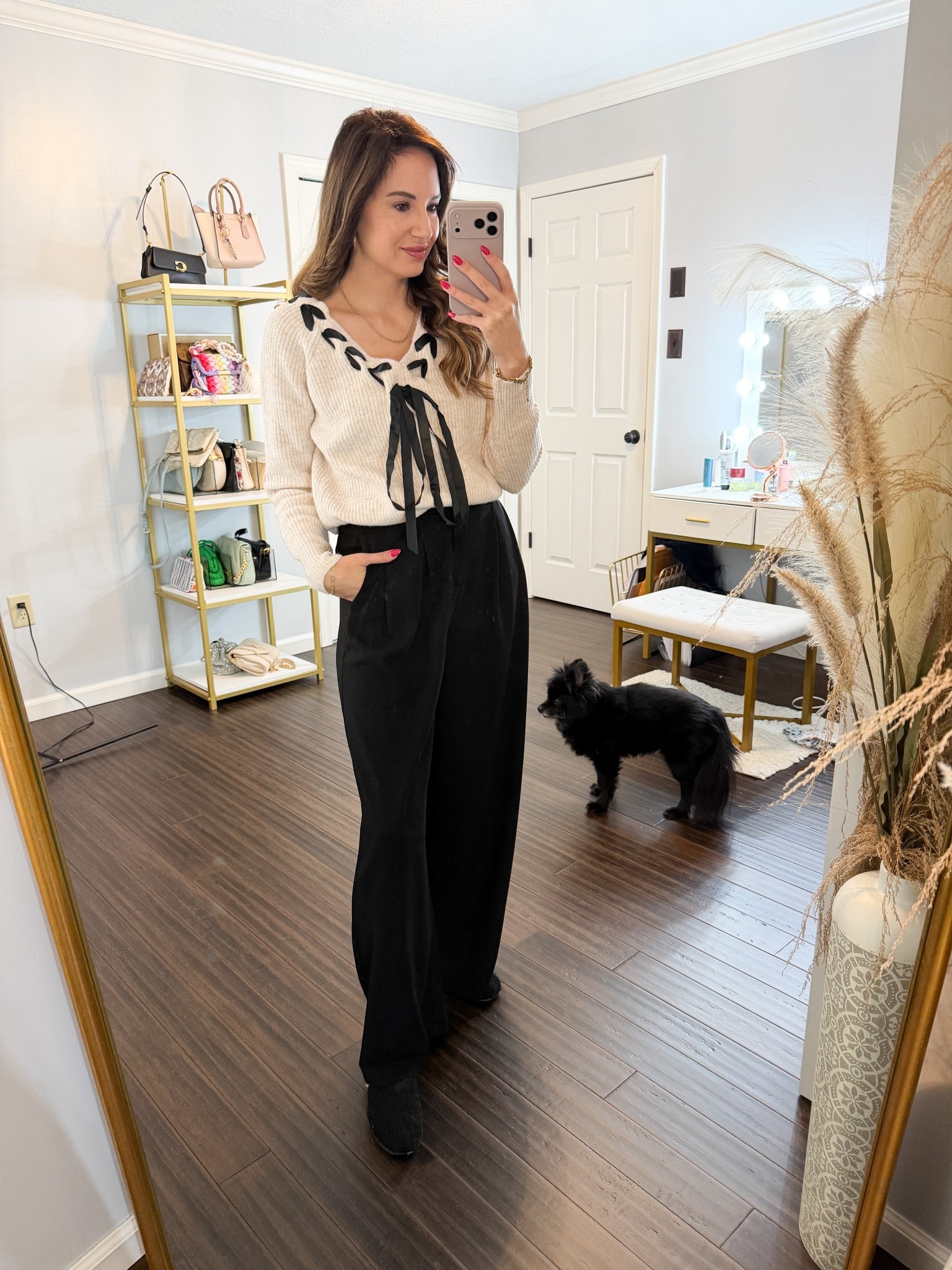 Chic neutrals + effortless details = the perfect everyday outfit 🤍 This lace-up sweater paired with flowy black trousers is such a flattering, elevated combo that works for casual days, meetings, or coffee runs. Comfortable, polished, and easy to style on repeat ✨

#LTKootd #LTKWorkwear #LTKSeasonal