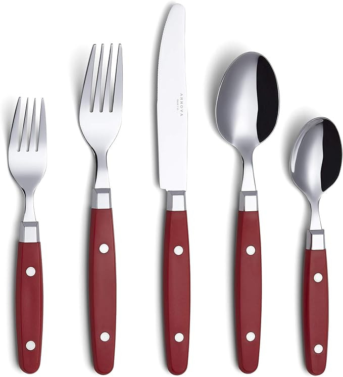 ANNOVA Silverware Set, Retro/Rivet Colorful Stainless Steel Tableware Kitchen Flatware Set Utensi... | Amazon (US)