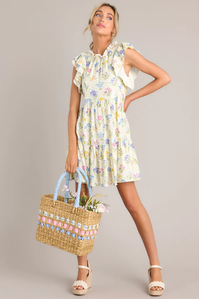 Dramatic Poise Ivory Floral Print Dress | Red Dress