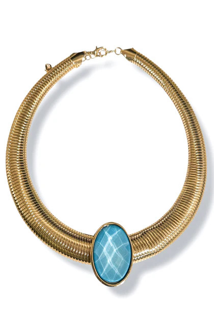 Call It What You Want Aqua Stone Omega Necklace | The Willow Tree