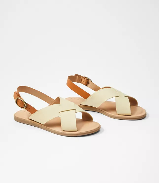 Cross Strap Flat Sandals | LOFT