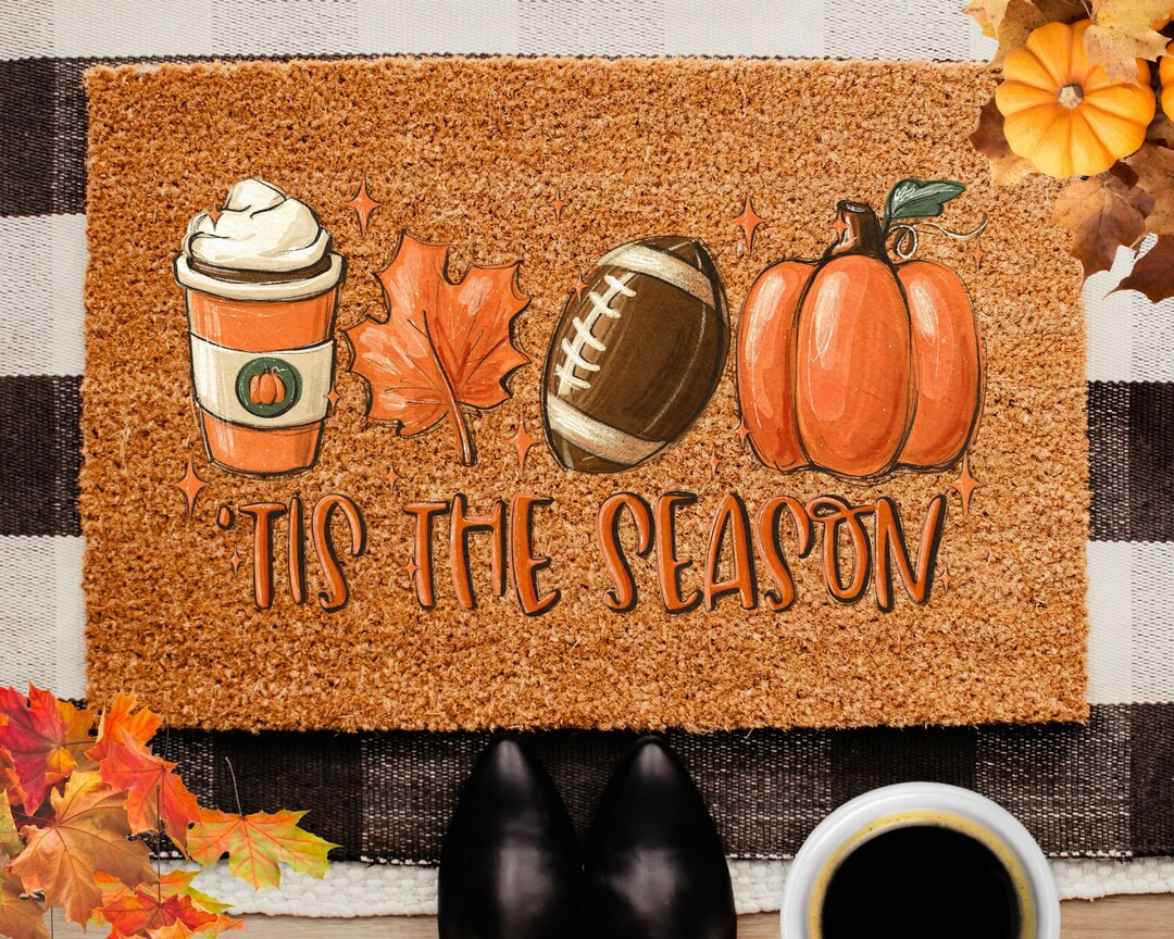 Fall Doormat, Tis the Season Doormat, Fall Decor, Football, Fall Coffee Pumpkin Spice, Autumn Dec... | Etsy (US)
