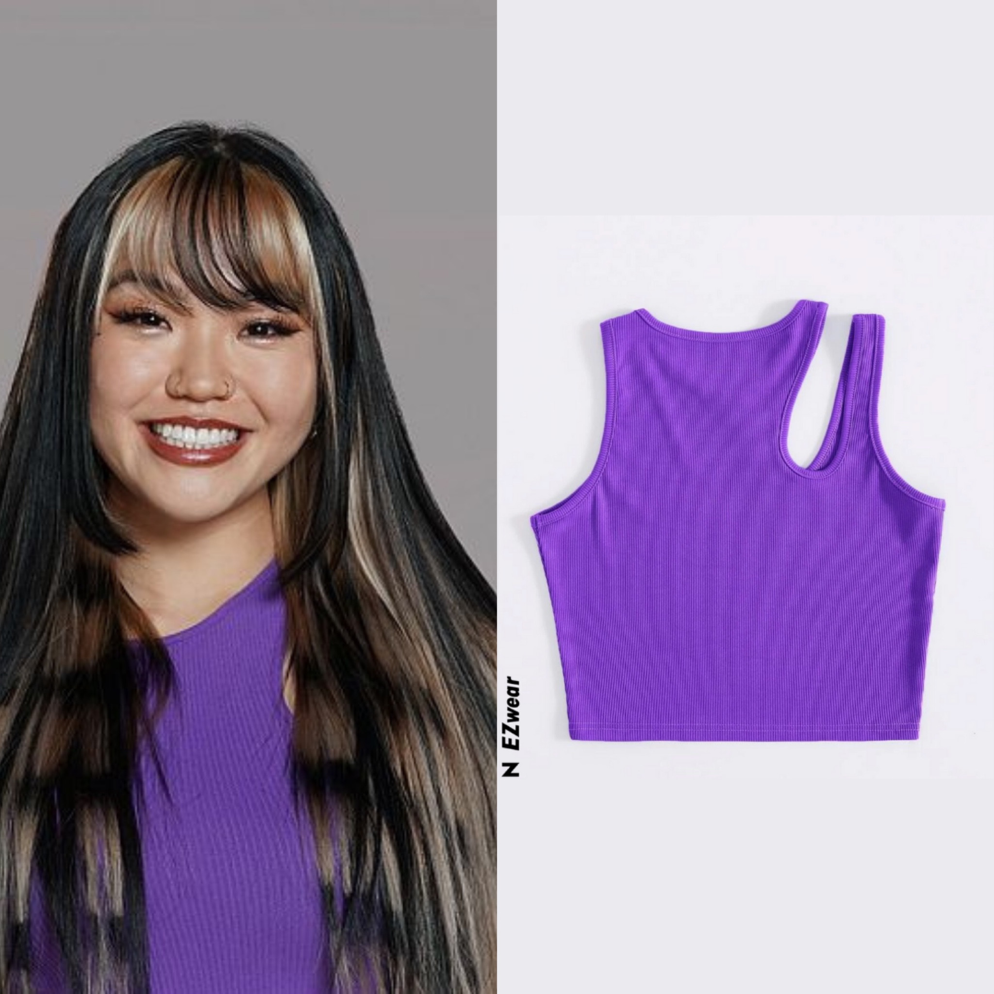 BIG BROTHER 25 CAST PHOTO - BLUE - Purple Cut Out Bra Top 🦄 