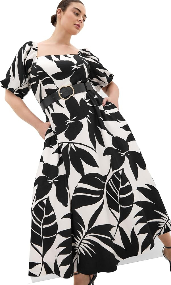 City Chic Plus Size Dress - Collins Oasis Print Belted Maxi | Amazon (US)