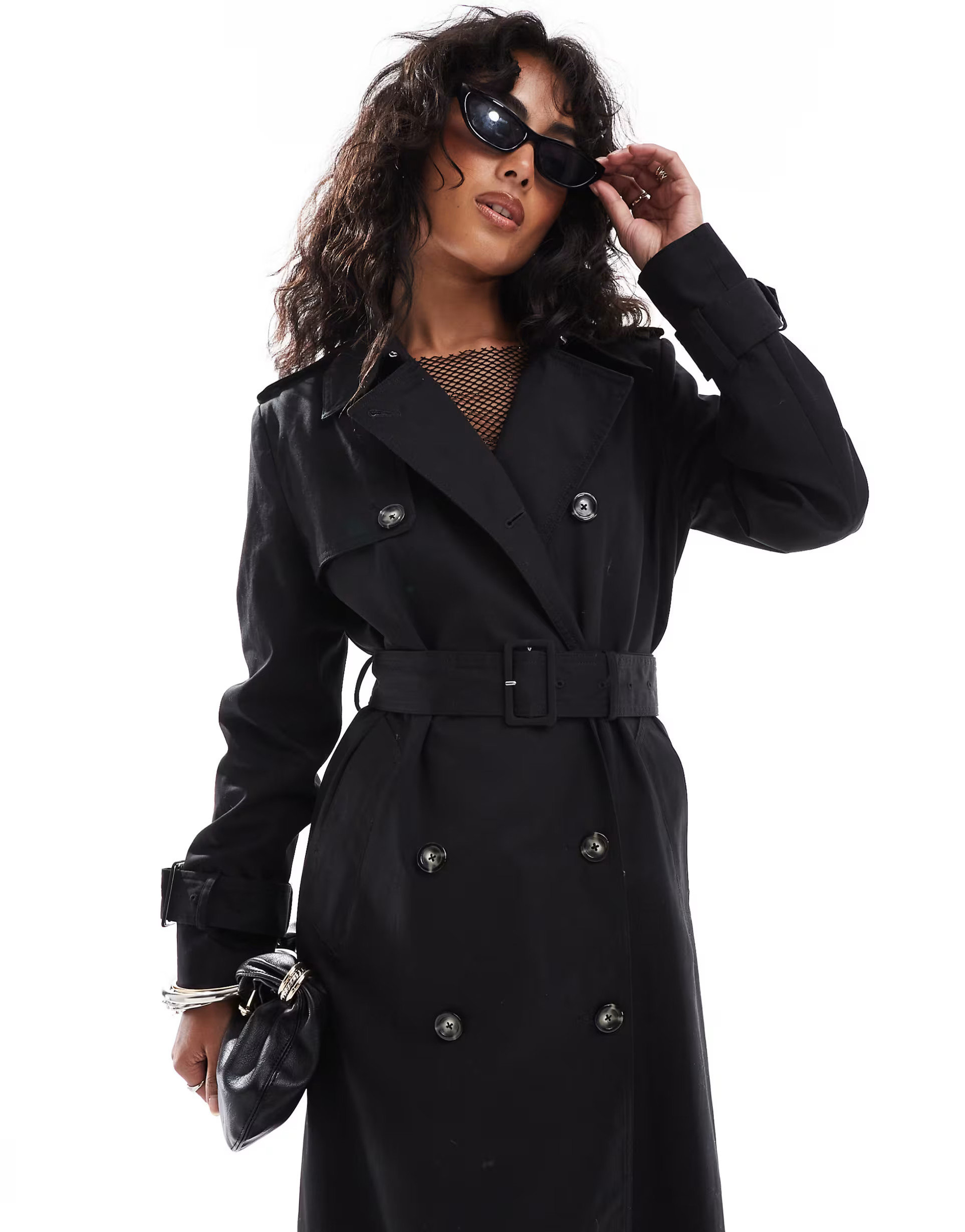 Mango premium longline trench coat in black | ASOS | ASOS (Global)