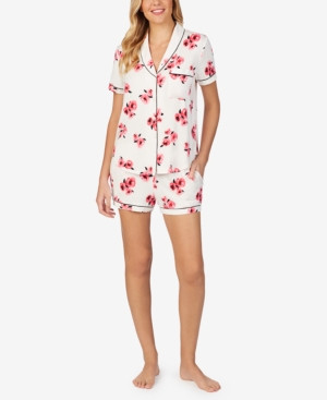 Women's Short Sleeve Knit Short Pajama Set | Macys (US)