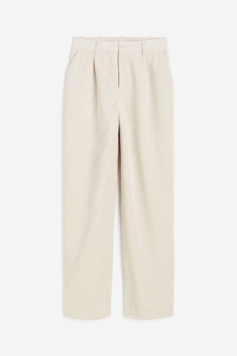 H & M - Wide-leg Corduroy Pants - Beige | H&M (US + CA)