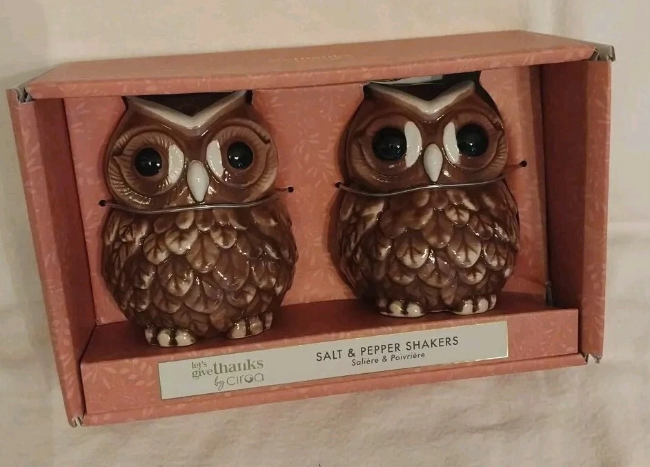 Owl Salt And Pepper Shakers Let’s Give Thanks By Ciroa NEW | eBay US