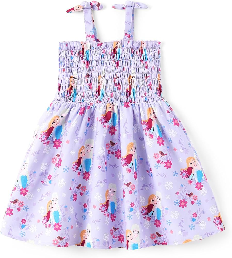 Disney Princess Frozen Elsa Minnie Stitch Toddler Girl Dress Bow Tie Straps Smocked Summer Outfit... | Amazon (US)