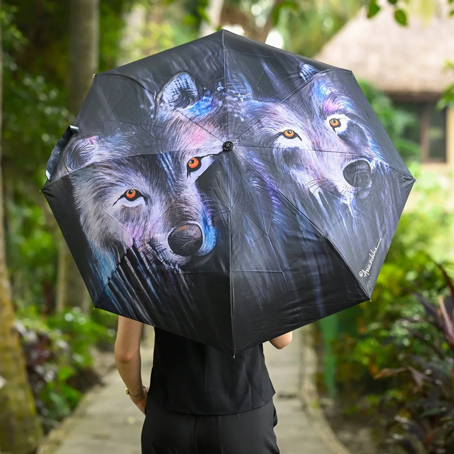 Auto Open/ Close Printed Umbrella - 3100-EVW - Anuschka Leather | Anuschka 