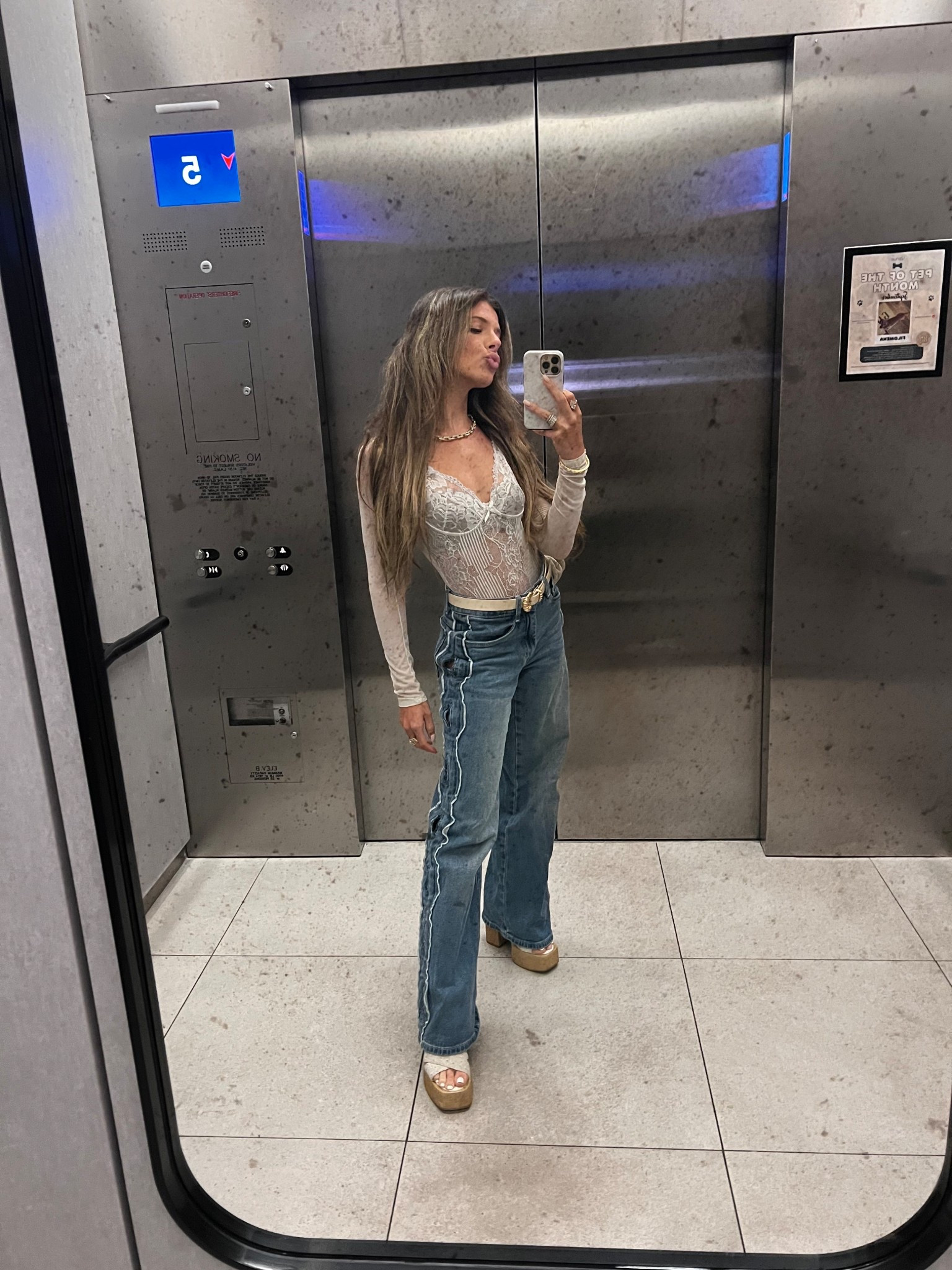 Sushi, sake, and a sheer moment 🍣✨ 

Serving girls’ night glam in a lace leotard, high-waisted jeans with white detailing, and lace-print wedges. Who says dinner looks can’t double as statement looks? 🤍

#LTKPetite #LTKParties #LTKStyleTip