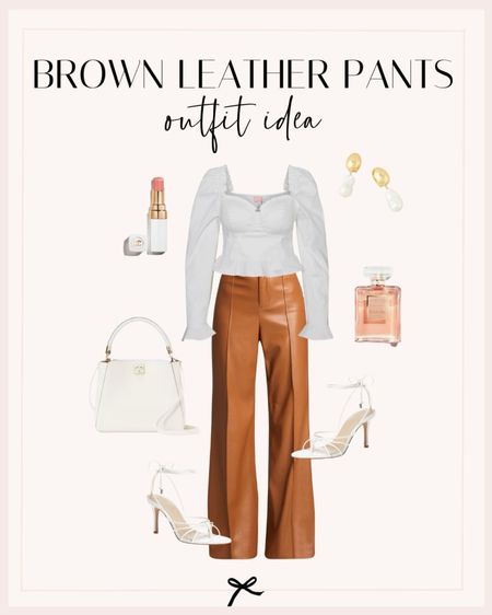 Brown leather pant outfit idea. I love these high waisted faux leather pants and peplum top. 

#LTKbeauty #LTKstyletip #LTKSeasonal