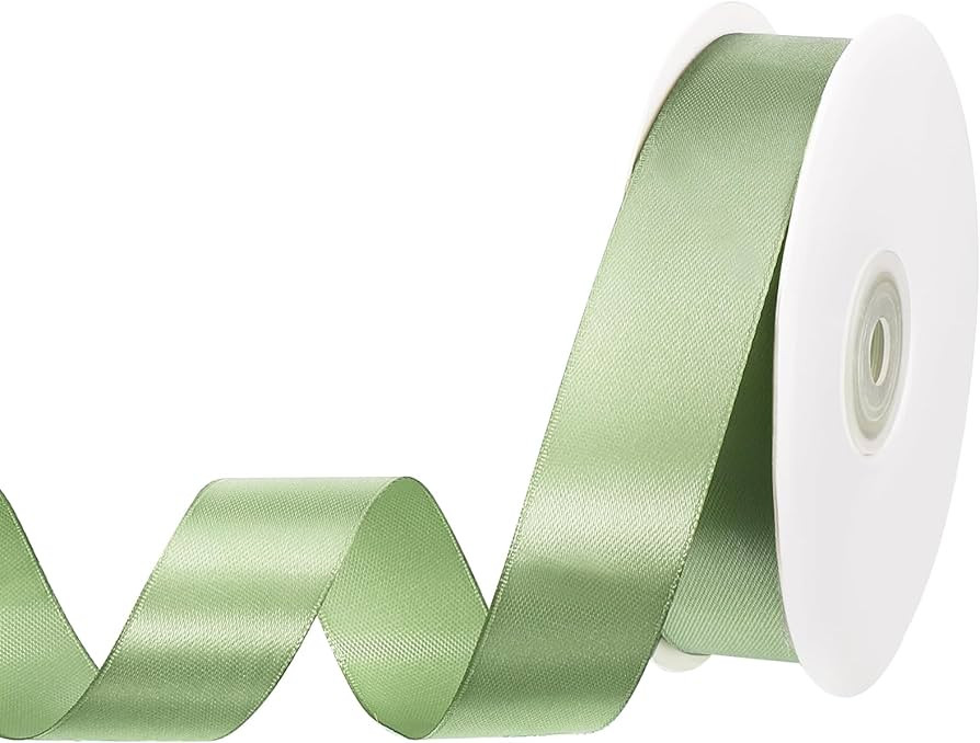 Sage Green Satin Ribbon 1 Inch, 50 Yards Solid Fabric Light Green Ribbon Stocking Stuffers for Gi... | Amazon (US)