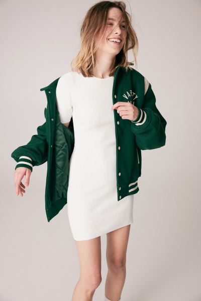 Rib-knit bodycon dress - Cream - Ladies | H&M GB | H&M (UK, MY, IN, SG, PH, TW, HK)