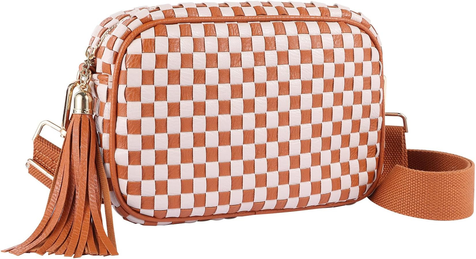 Woven Crossbody Bags for Women Small Summer Boho Purse Trendy Braided Weave Leather Shoulder Came... | Amazon (US)