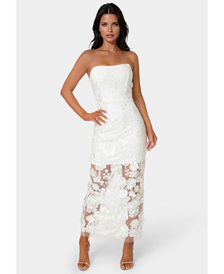 Women's Strapless 3D Lace Column Dress | Macy's