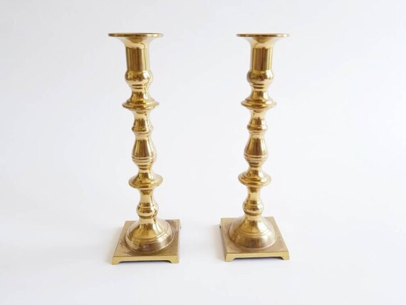 Vintage Brass Candlestick Holders 9.25" Tall | Etsy (US)