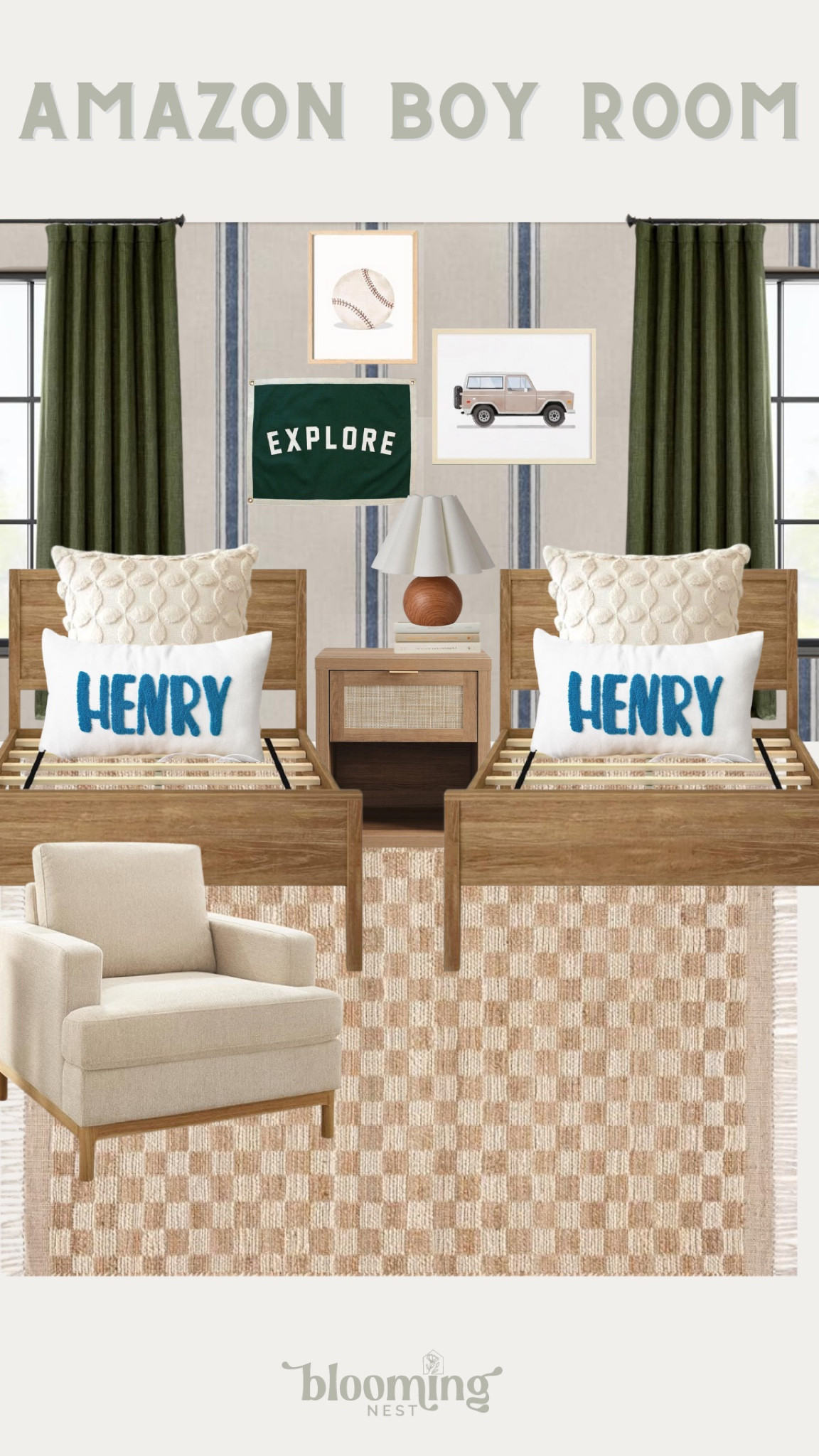 Amazon boys room! 

THEBLOOMINGNEST Amazon rug chair twin bed pillows lamp wallpaper art curtain boys room toddler room 

#LTKKids #LTKHome #LTKFamily