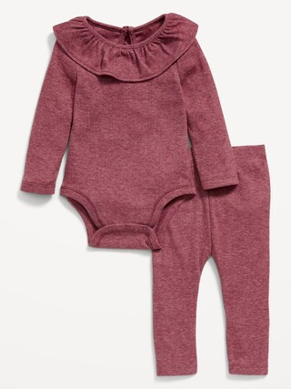 Pointelle-Knit Ruffle-Trim Bodysuit and Leggings Set for Baby | Old Navy (US)
