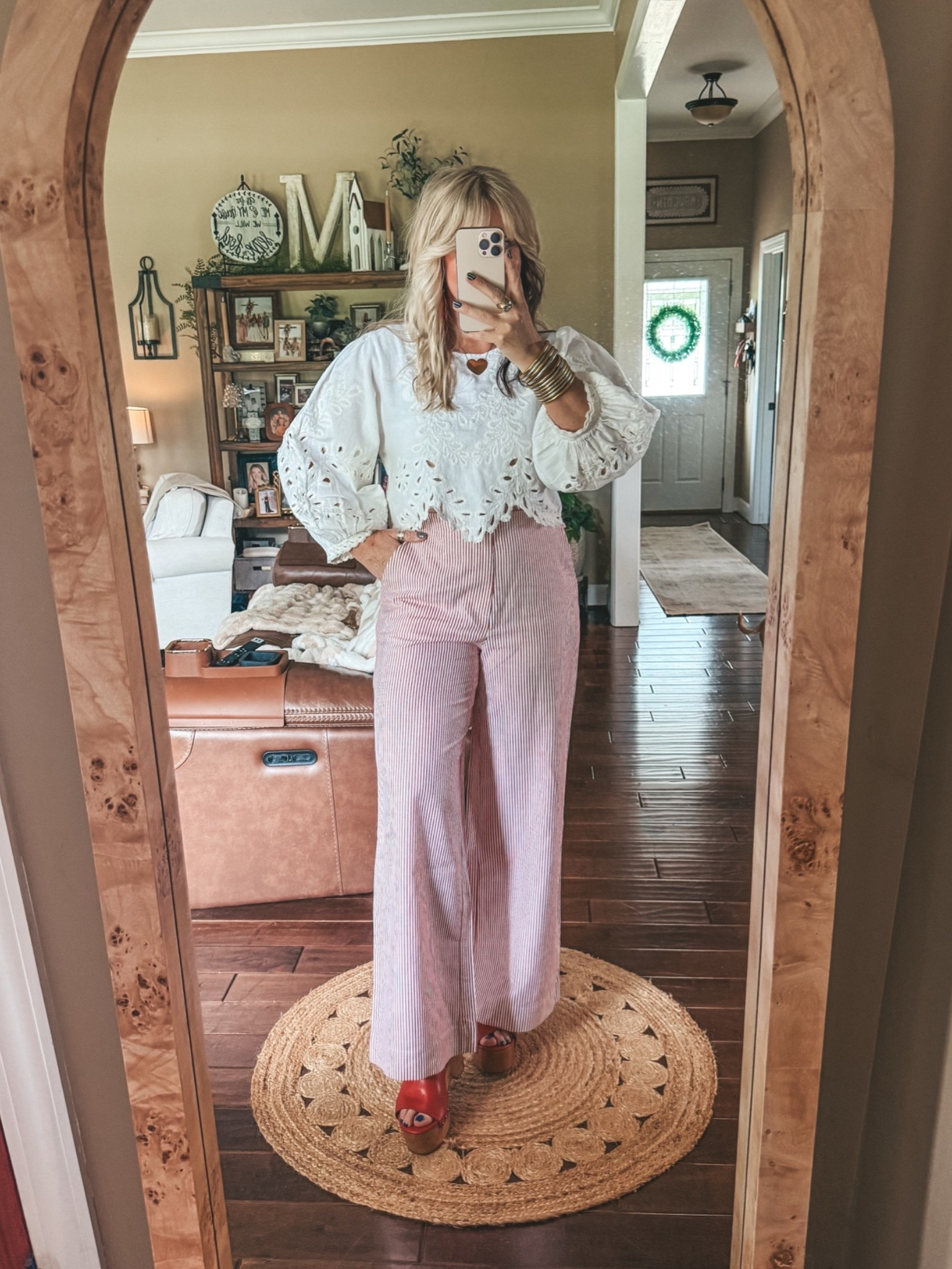 Love these Target pants!
So good with a white tee or top! I’m in a medium. 
✨Save on my heart necklace w/code MANDIE 
#graduationoutfit

#LTKMothersDay #LTKootd #LTKOver40