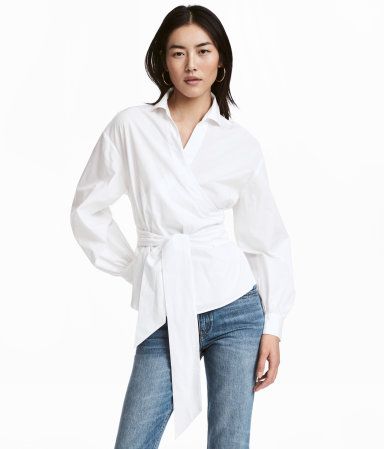 H&M Wrapover Cotton Blouse $29.99 | H&M (US)