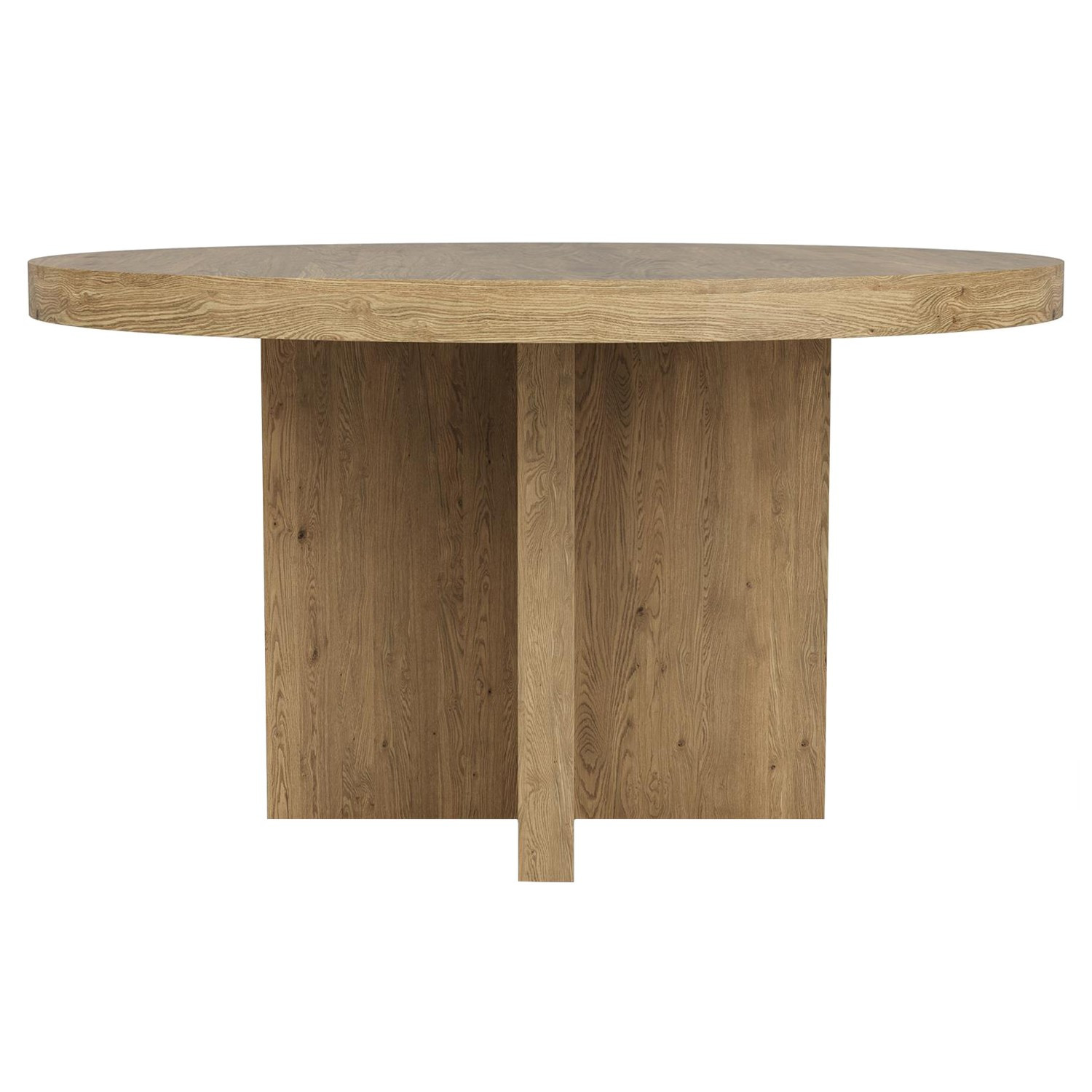 Melanie Modern Classic Brown Oak Round Dining Table - 54 | Kathy Kuo Home