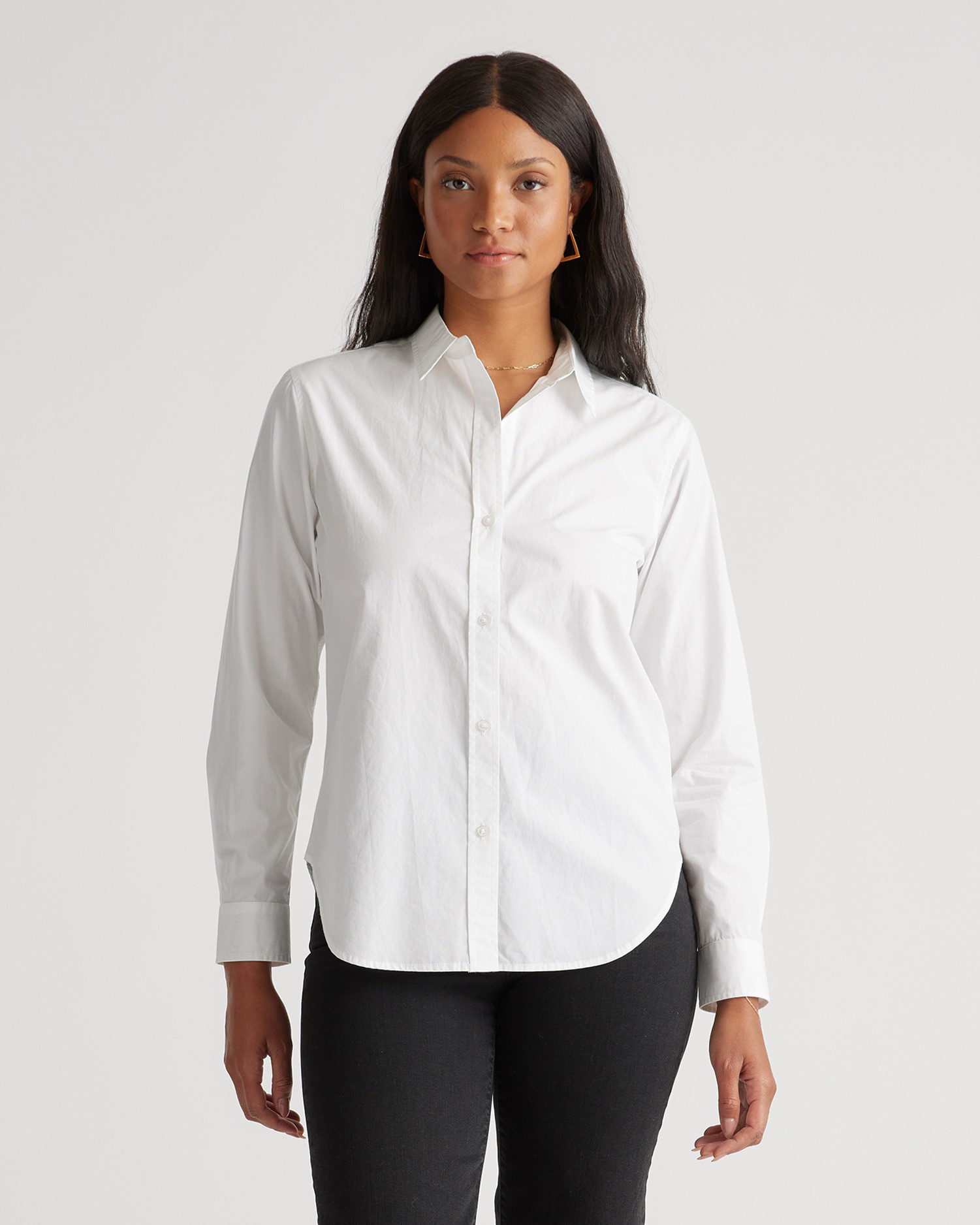 Quince | Women's Poplin Long Sleeve Shirt in White, Size Large, Organic Cotton | Quince