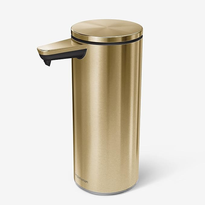 simplehuman 9 oz. Touch-Free Rechargeable Sensor Liquid Soap Pump Dispenser, Brass w/ Black Trim | Amazon (US)