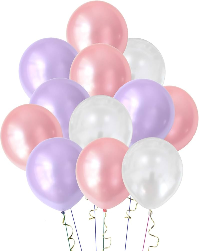 Metallic Purple Pink White Balloons Assorted color for Birthday Wedding Baby Bridal Shower Party ... | Amazon (US)