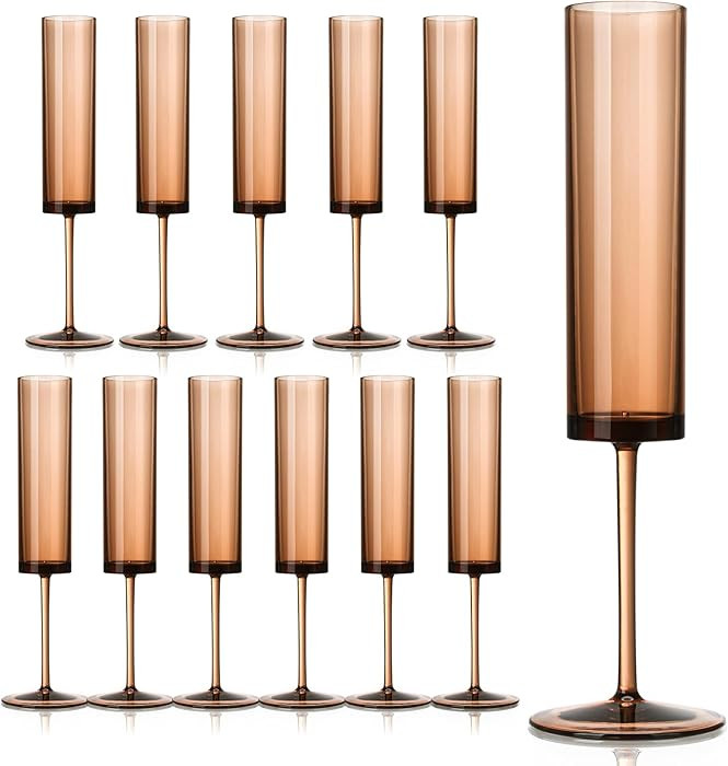 12 Pack Acrylic Orange Champagne Glasses Dark Orange Wine Glasses Terracotta Champagne Flutes Cha... | Amazon (US)