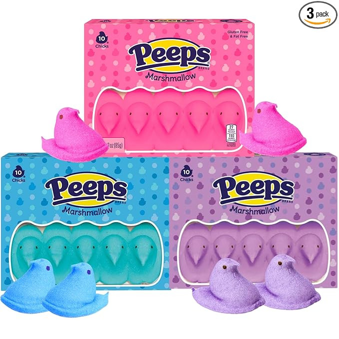 Needzo Easter Peeps Marshmallow Candy, Chicks Variety Packs (Pack of 3) 30 Total, Multi-Colored | Amazon (US)